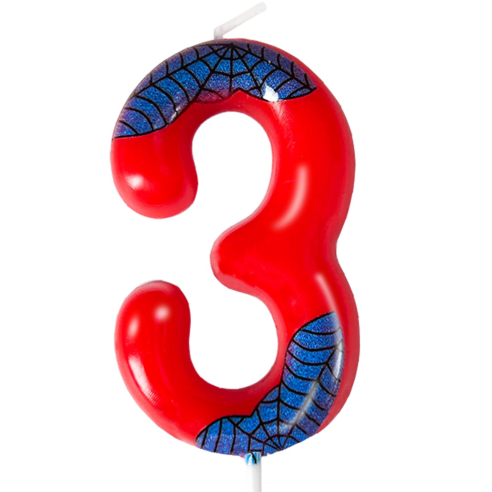 laackys Red Blue Spider 3th Birthday Candles, Spider Cartoon Themed Happy Candle Cake Toppers 3th Birthday Cake Decorations for Boys Girls Children