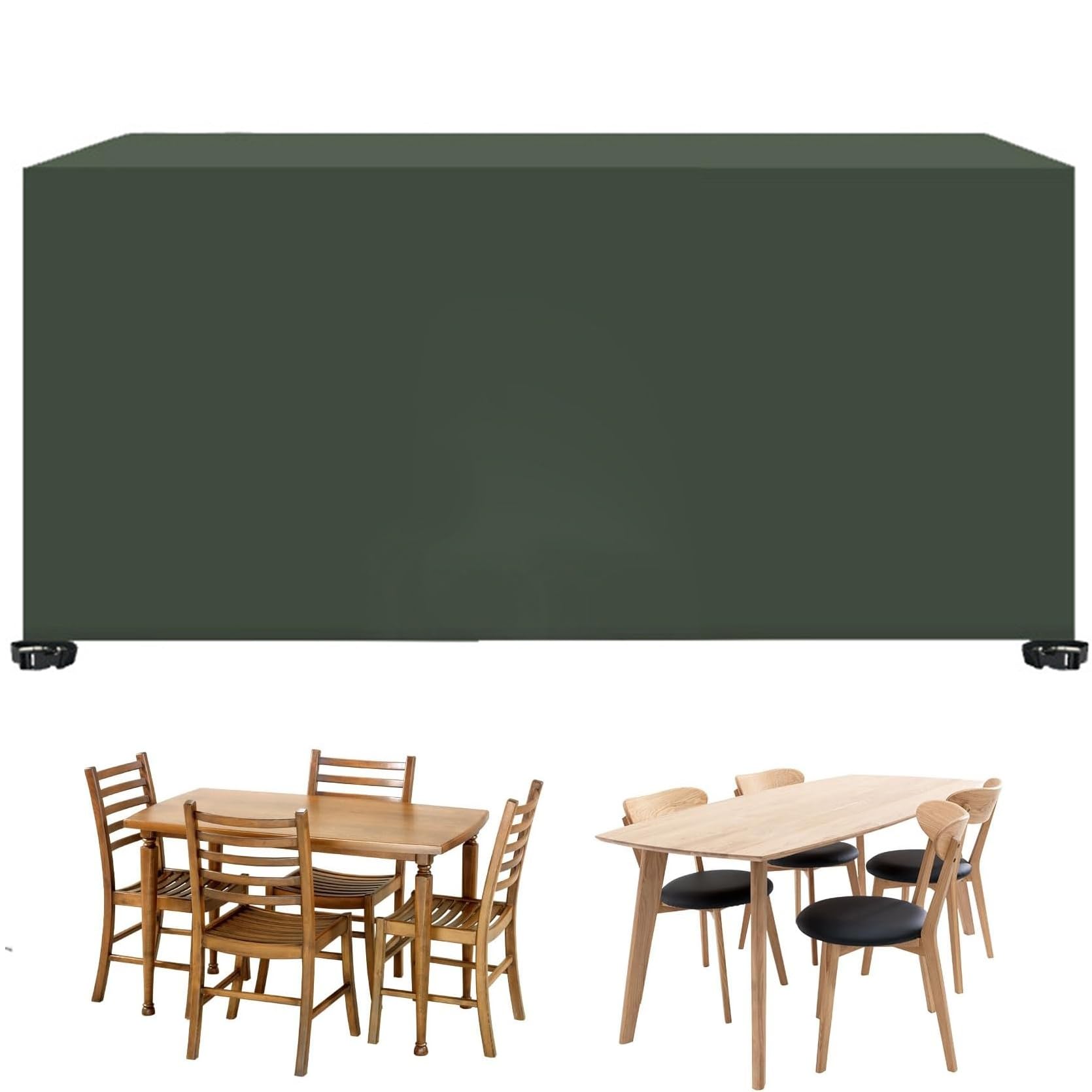 XUEQXUE Outdoor Furniture Covers Waterproof 90 x 270 x 90 cm(L x W x H) Waterproof, Windproof, Anti-Uv, Duty Rip Proof, Garden Furniture Cover Furniture Set, for Garden Table & Chairs, Green