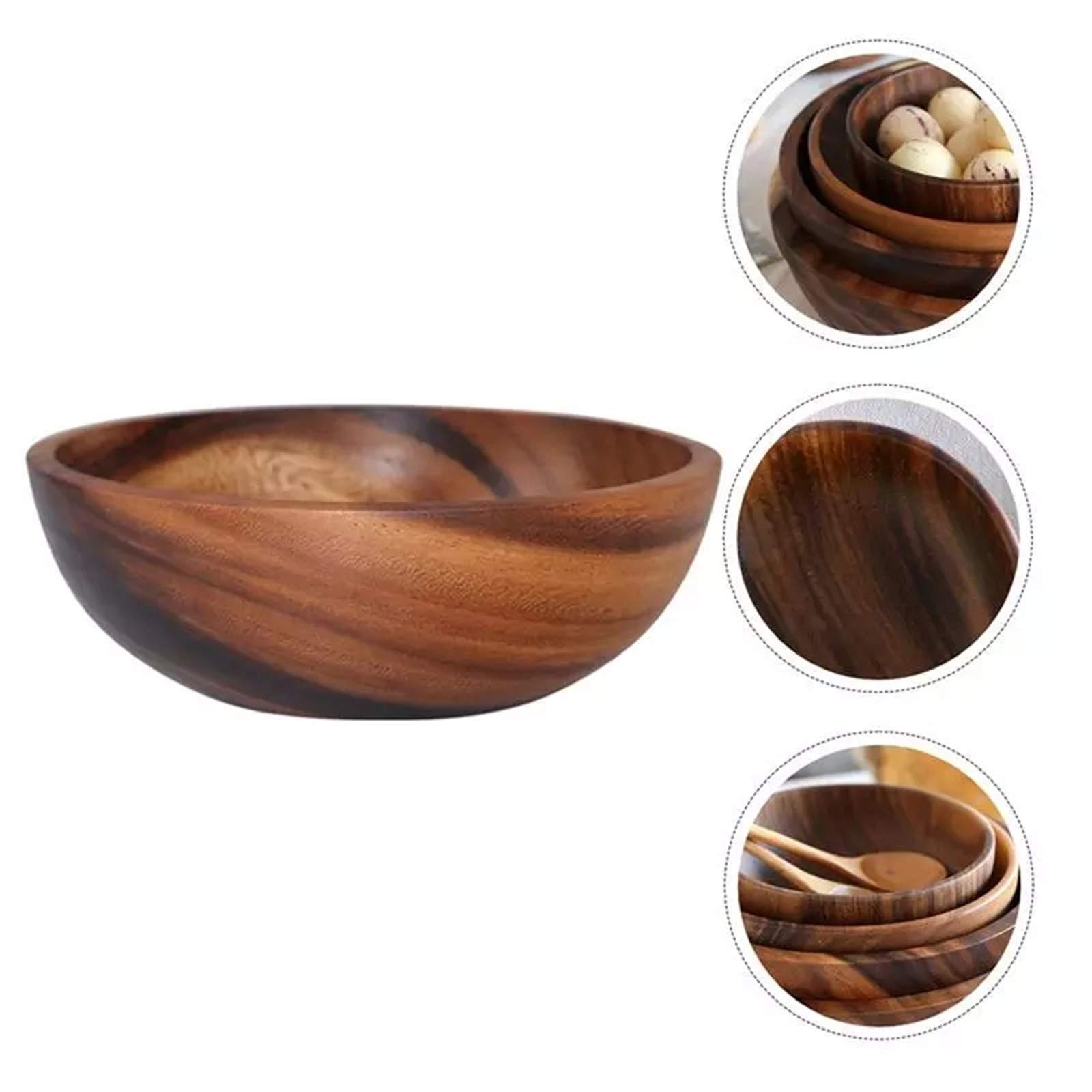 Cuenco de Ensalada de Madera Natural Decoración de Frutas Cuenco práctico Cocina del hogar Cuenco de Madera Vajilla Cocina de Restaurante