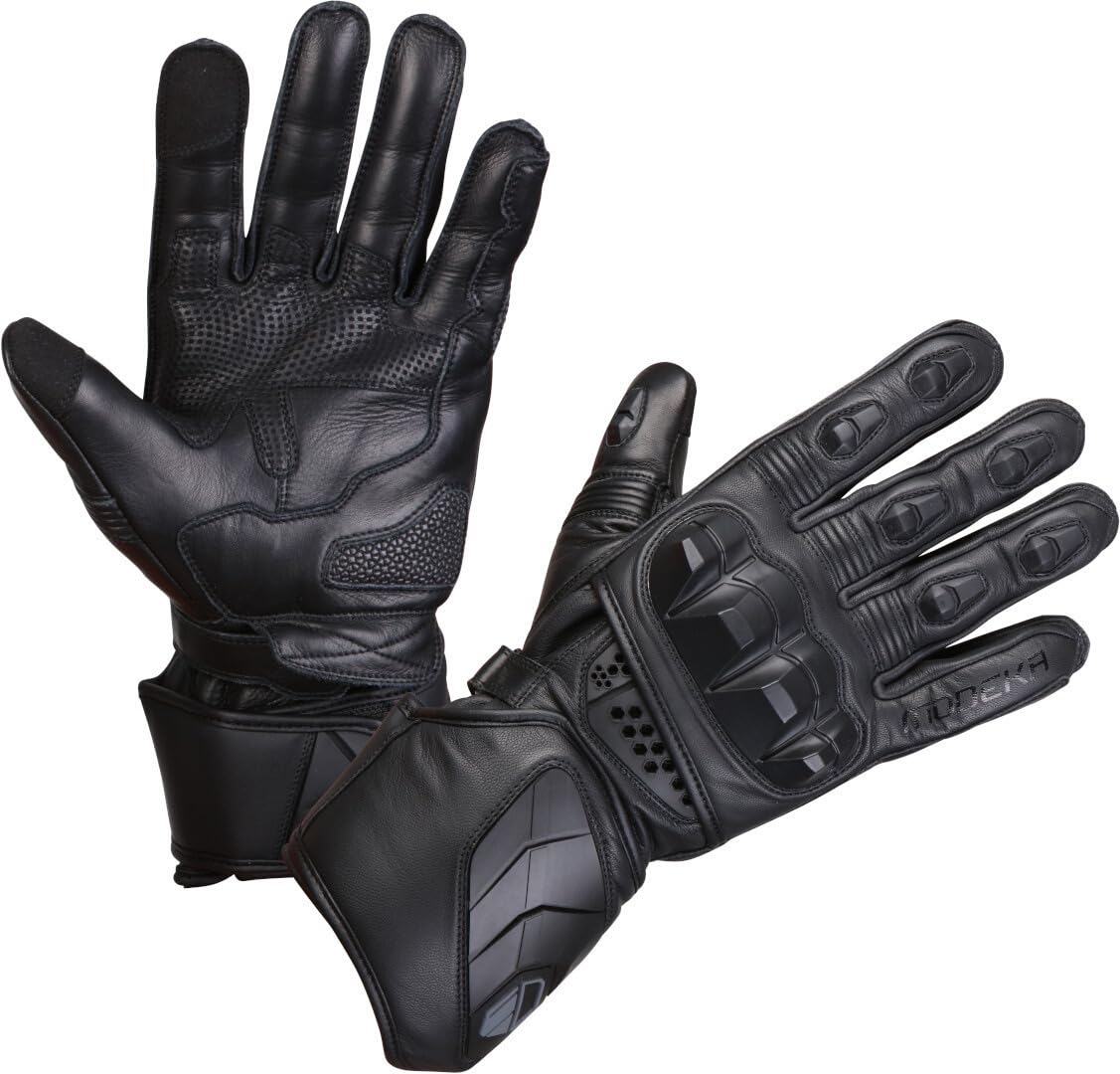 Modeka Valyant Pro r?kawice motocyklowe, czarne, CE, d?ugie mankiety, skórzane, Touch-Tip AirFlow-System, 10 / XL