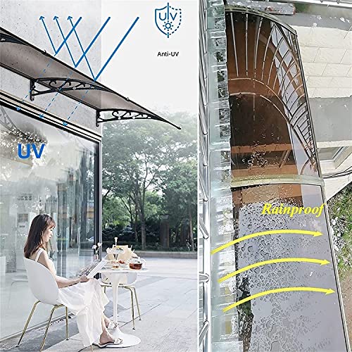 Door-Window Awnings Canopy Front Door Patio Cover Outdoor Garden Canopy Polycarbonate Cover Uv Rain Snow Protection(Color:clear;Size:120X300Cm) #TOP2