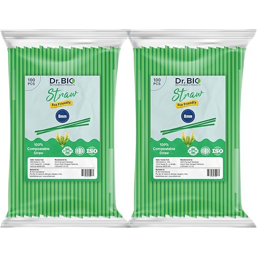 Dr. Bio Biodegradable Straws 200 Pieces 8 cm