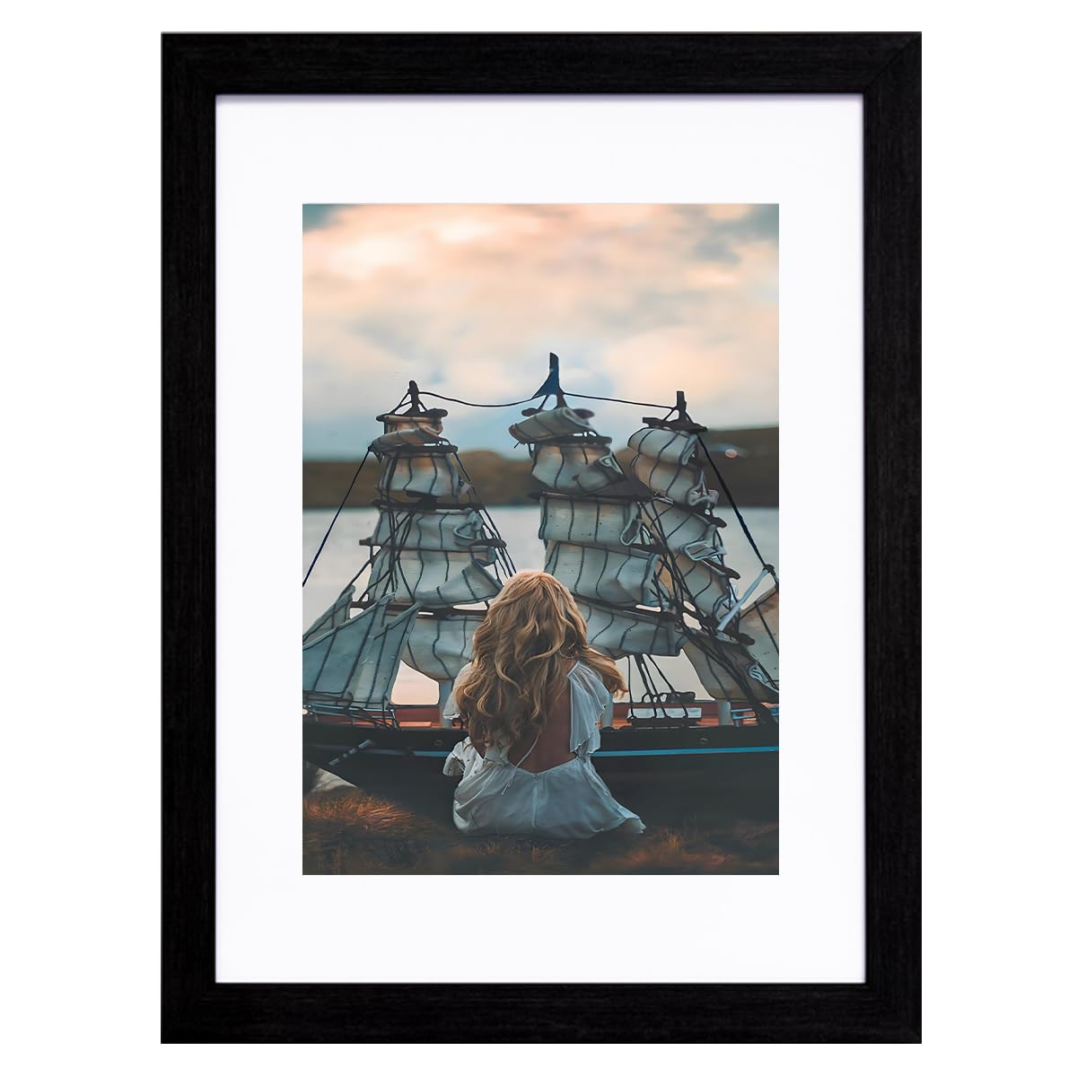 Evquit Black A5 Photo Frame Gallery Picture Frame With A6 Mat,Freestanding And Wall Mountable,