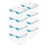 8-Pack Gasket Box, Weather-Resistant Storage Bins with Latching Lids, 32 Quart - Heavy-Duty Organizing Containers for Closet, Bathroom, and Office