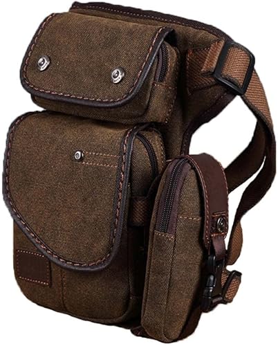 Riñonera de lona para hombres y mujeres, cangurera táctica militar, bolsa de muslo para senderismo, escalada, ciclismo., Marrón, Riñonera de pierna