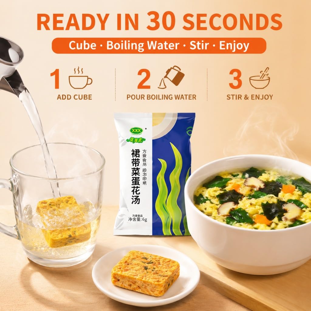 Mezcla De Sopa Instantánea Huevo 7 Sabores (0.21 Oz X 10 Bolsas Cada Una) | Liofilizado, No Frito, Preparación Rápida