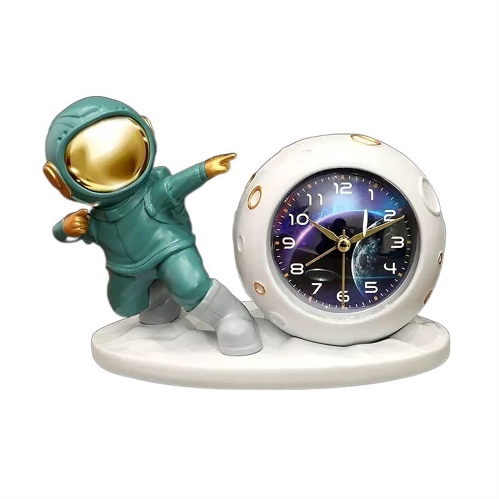 B3F7M4R9J2 Table clock Creative Desk Clock Household Light Luxury Living Room Cartoon Alarm Desktop Decoration(Green)