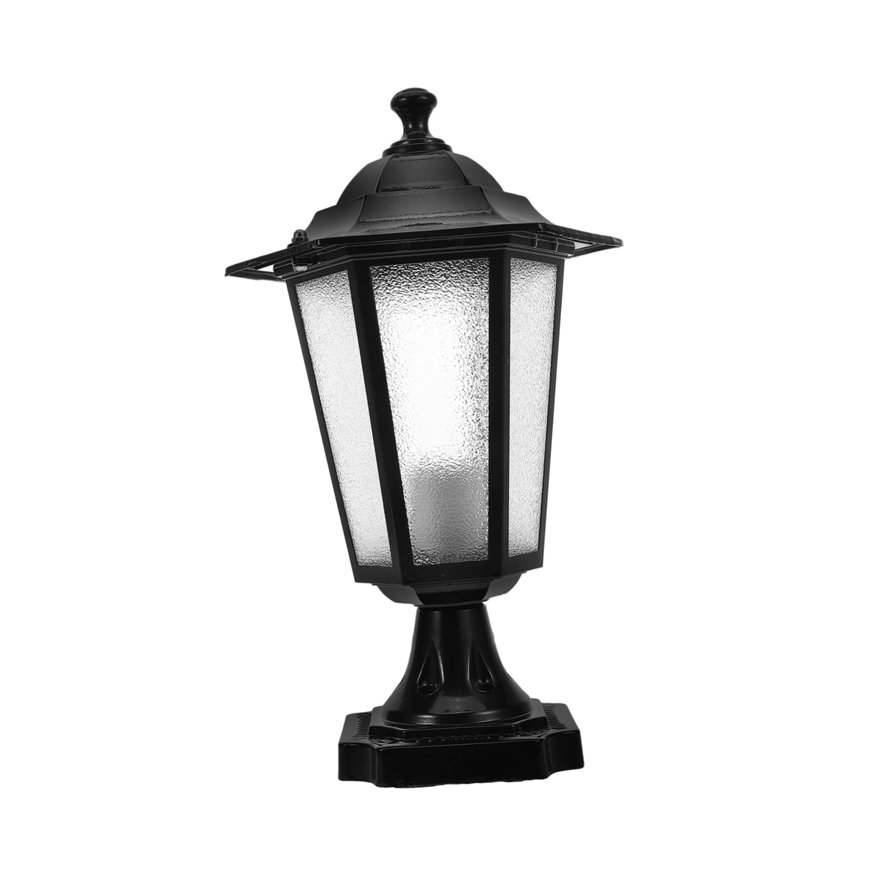 Lampada a Colonna Esterna in Vetro e Metallo, Decorazione Per Cortile e Giardino, Design Europeo a Sei Lati Compatto Per Pilastri e Cancelli, Luce Brillante Per Sicurezza Esterna