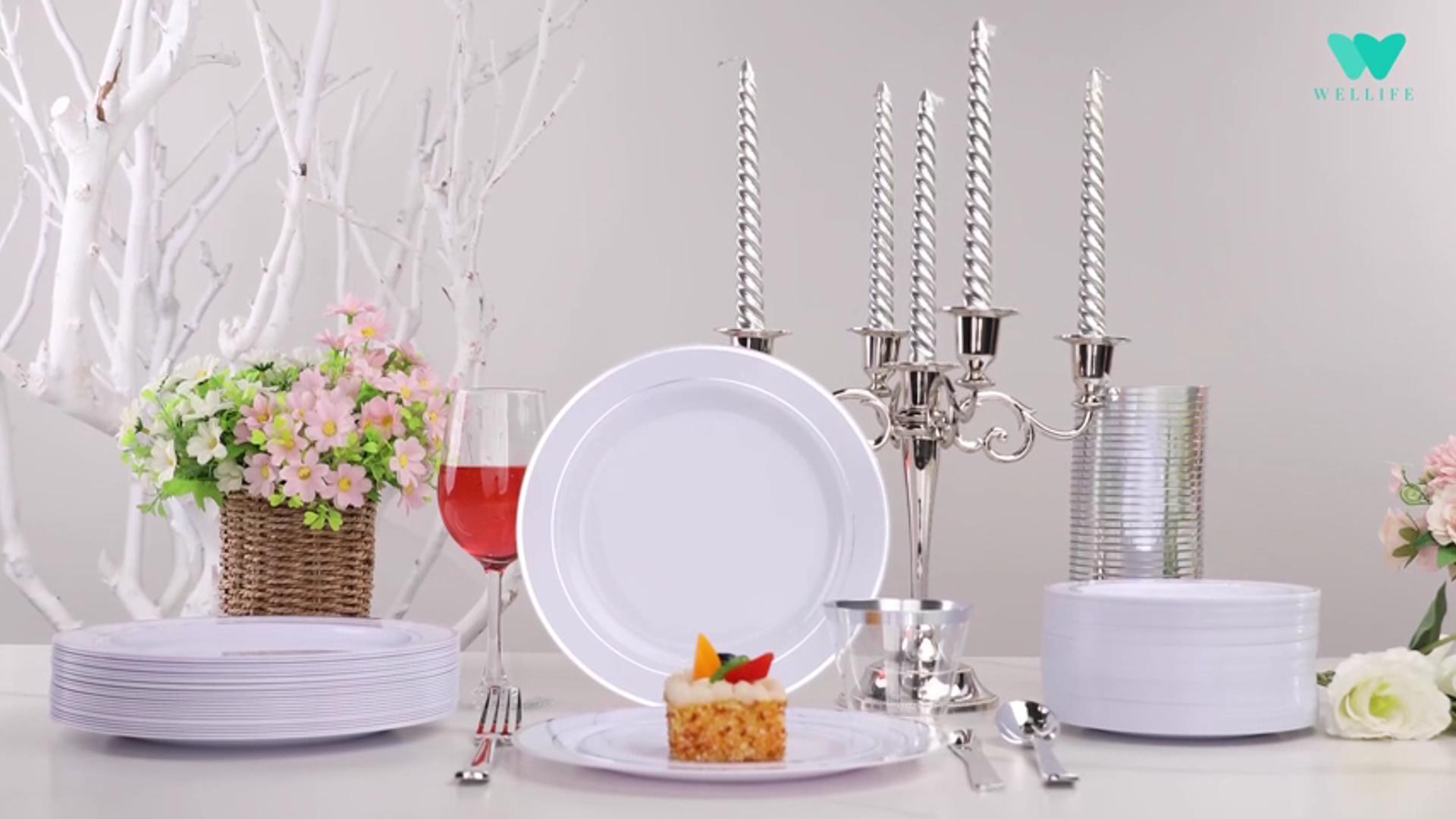Amazon.com: WELLIFE 600 PCS Silver Disposable Dinnerware Set for