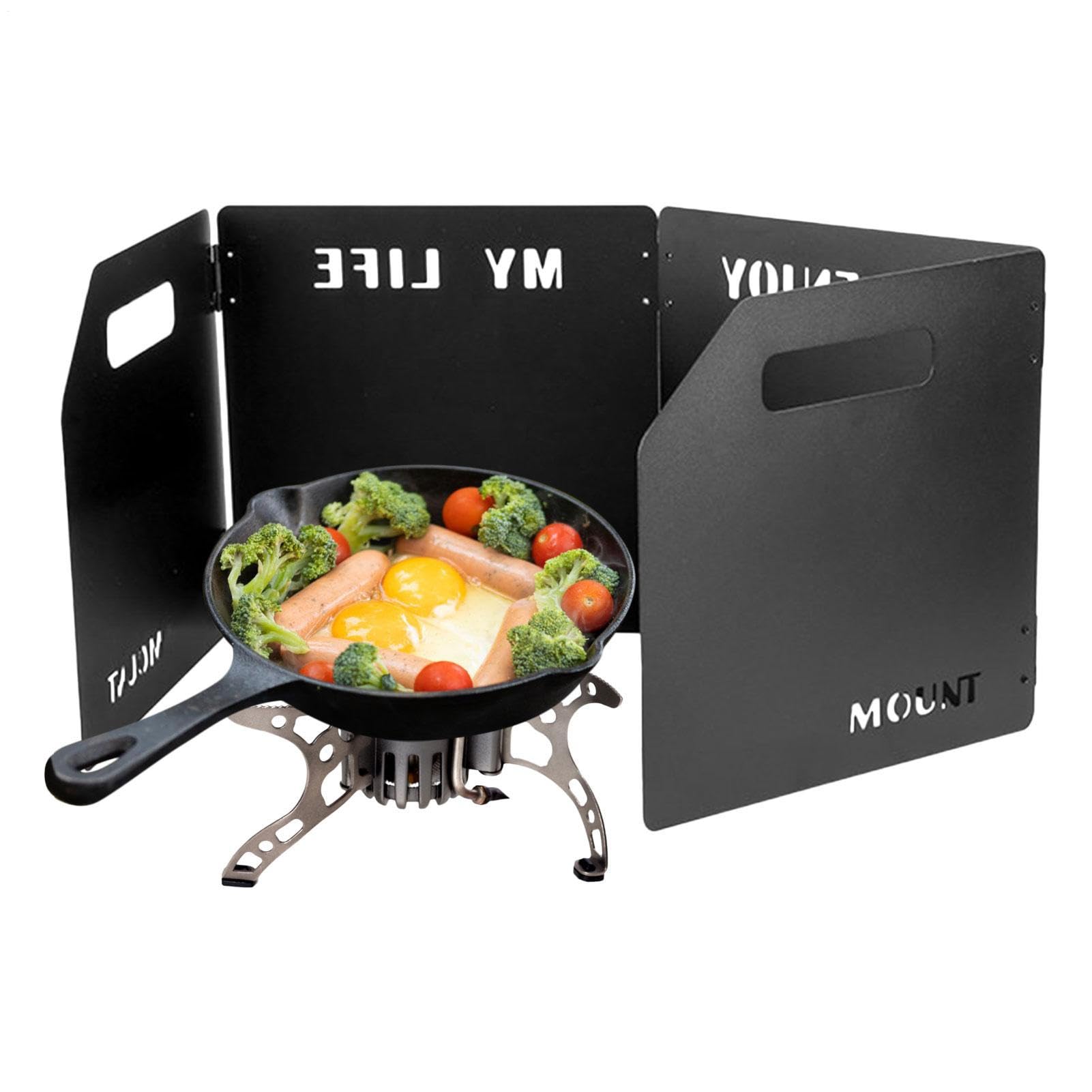 Parabrezza pieghevole Bruciatore – 4 pannelli parabrezza per fornelli da | campeggio, scudo termico portatile | protezione antivento per esterni con borsa per il trasporto per barbecue, cucinare