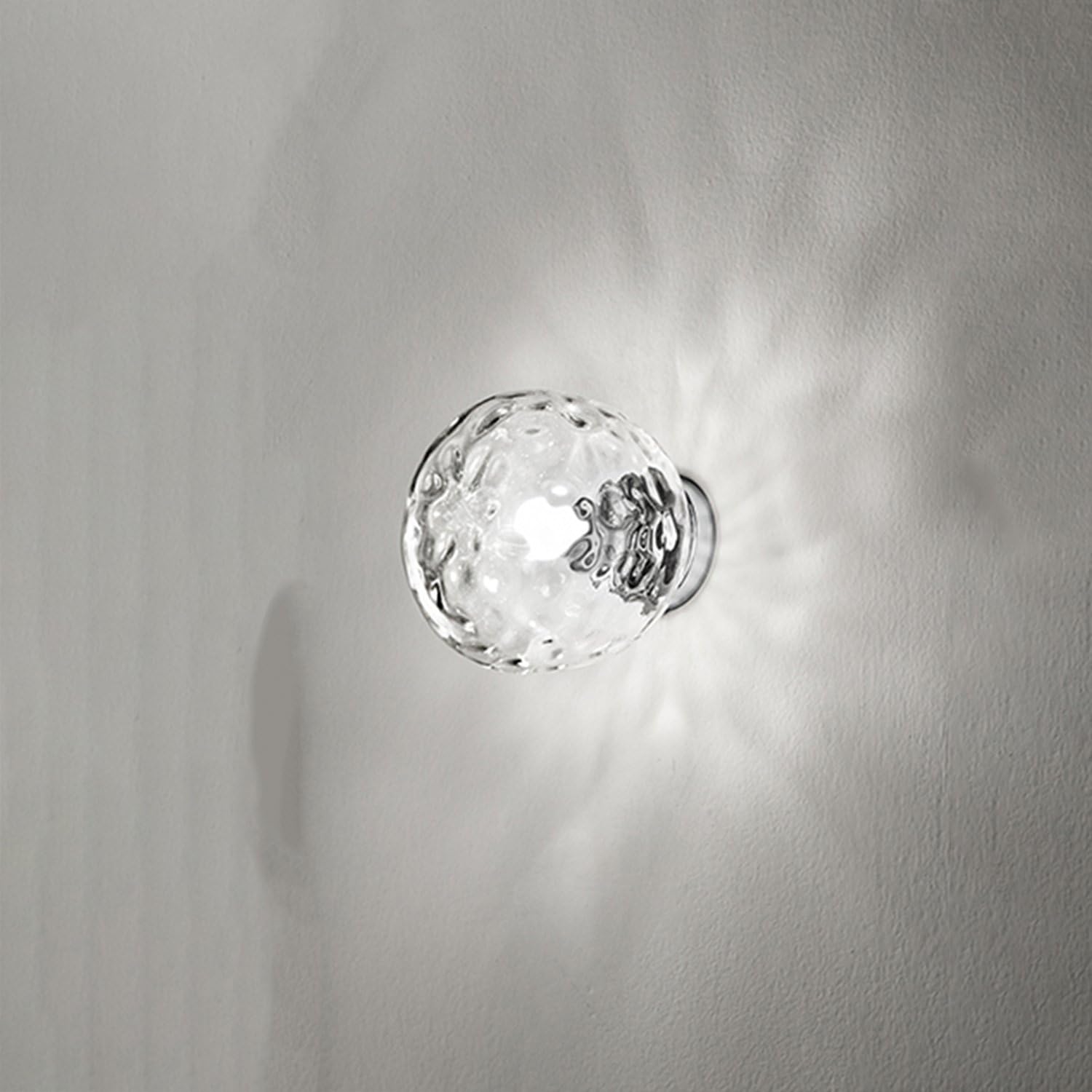 PERENZ Lampada da Parete con stuttura Cromo lucido Applique con Diffusore in Vetro trasparente diametro 21 cm Lampadina 1xE27 max. 60W non inclusa