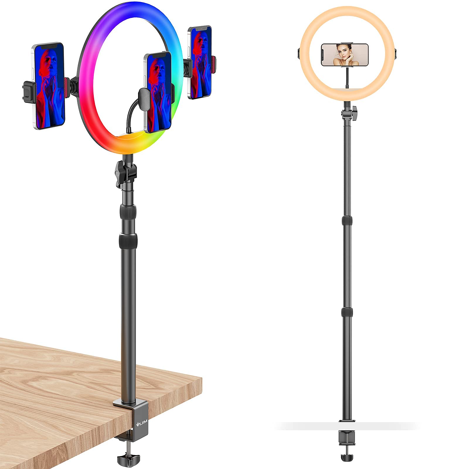VIJIM K10 RGB Desktop Ring Lamp with Extendable Tripod and Table Clamp