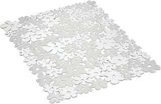 InterDesign Blumz tapis évier - grand fond évier en plastique PVC - protection évier pour lavabo - transparent