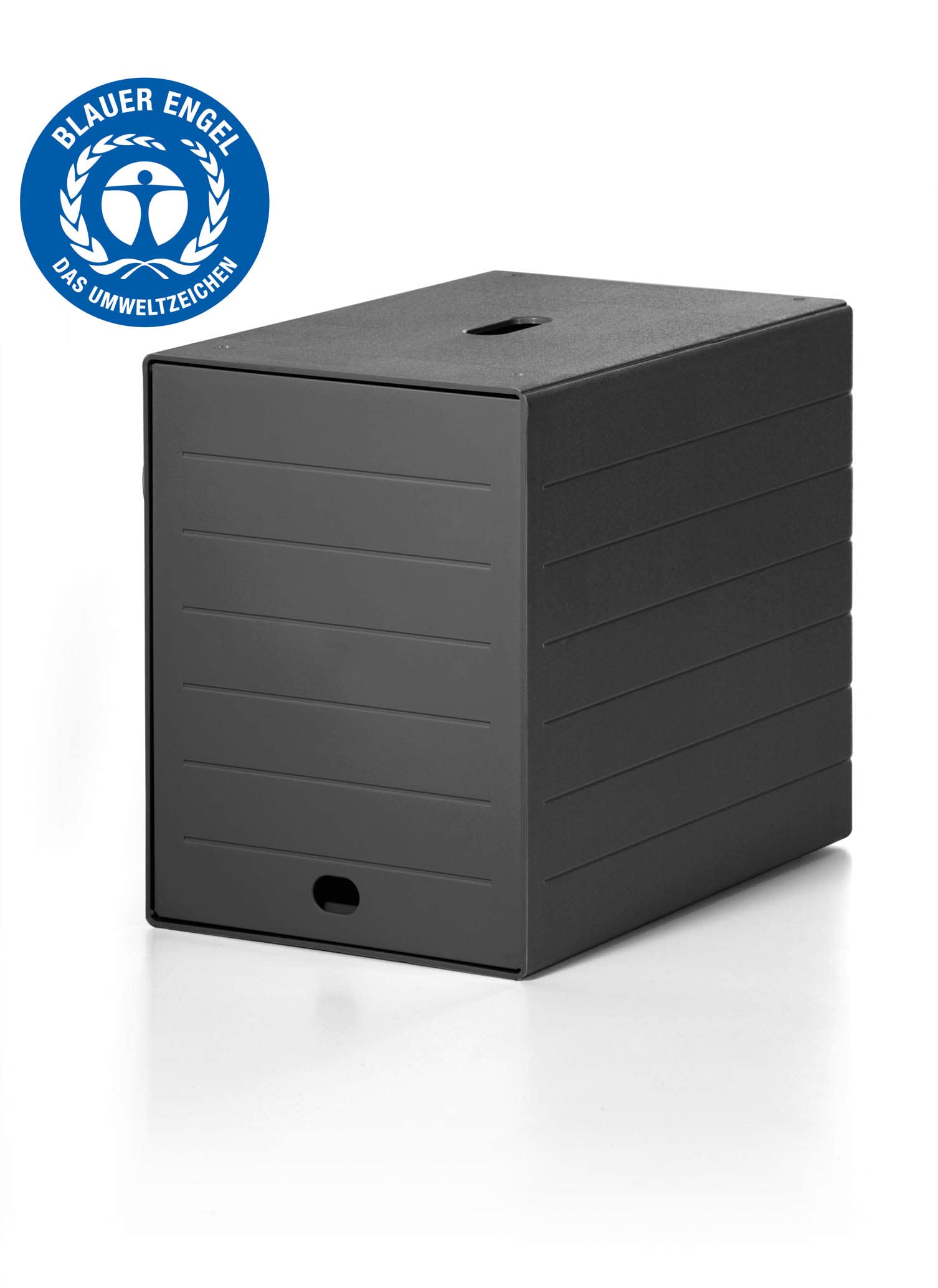Durable pojemnik na szuflady A4 Idealbox Plus 7 przegródek, certyfikat Blue Angel, w 100% nadający się do recyklingu, antracyt, 1712001058