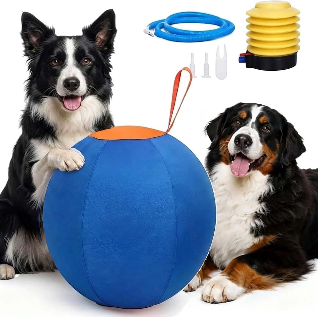 Herding Ball for Dogs, Navea Giant Ball with Straps, Large Inflatable Herding Balls for Border Collies, Tear-Resistant Cover and Pump Included for Large Breed Outdoor Play (45cm)