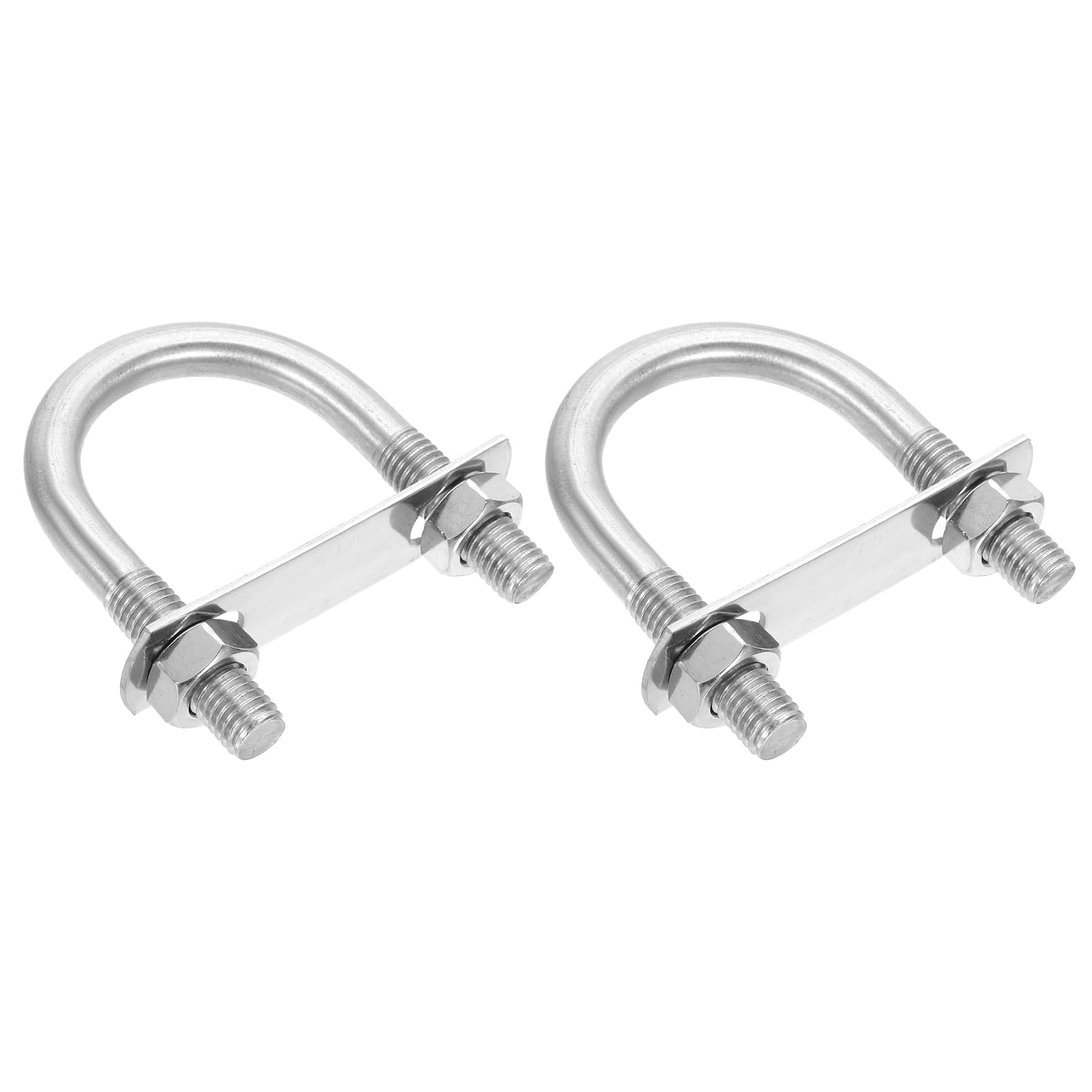 sourcing map M12 Round U-Bolts, 2 Sets 51mm(2.01 Inner Width 87mm(3.43") Length 201 Stainless Steel U-Clamp Bolt with Plates & Nuts for Automobile, Trailer, Boat Trail, Silver