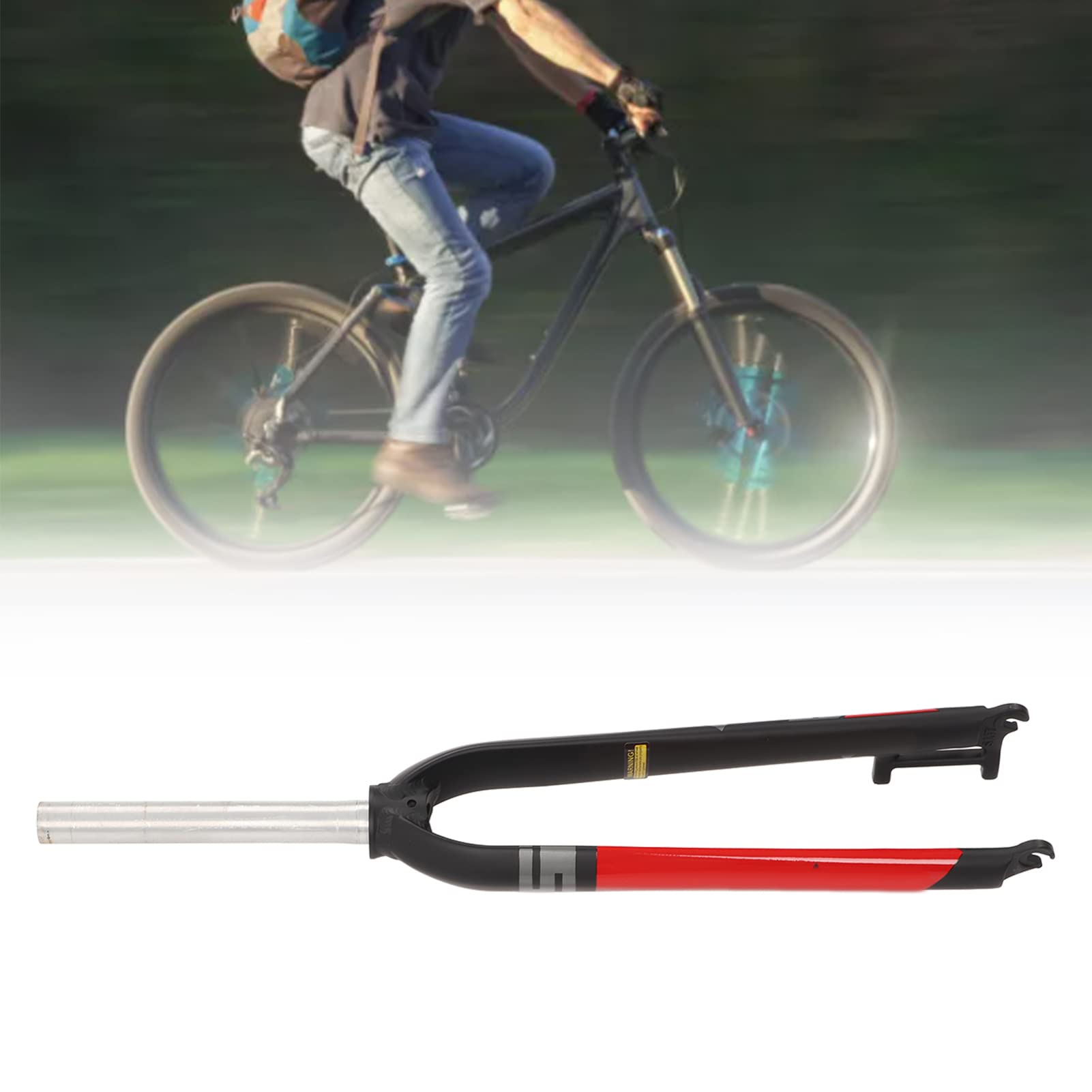 Rowerowy widelec rower górski sztywny widelec rowerowy widelec wysokiej wytrzymałości stop aluminium prosta rura pojedyncza tarcza hamulcowa 160 mm do 26w 27,5in 29 cali uniwersalny (czarny czerwony)