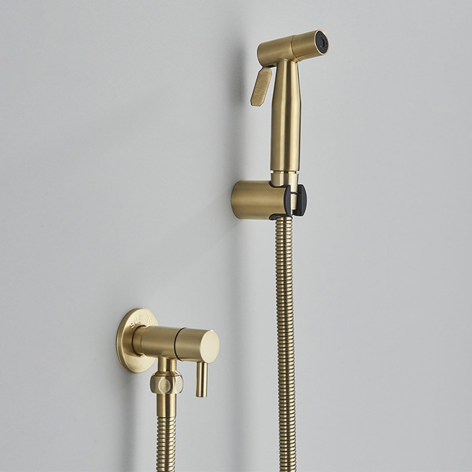 Grifo Portatil para Wc Kit Acero Inoxidable Juego de Ducha de Mano de Bidé para Higiene Personal,Oro Cepillado