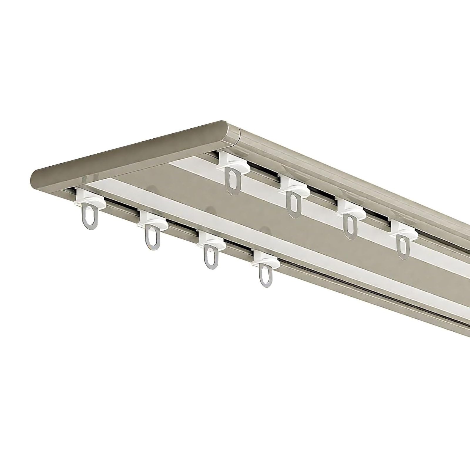 Double Ceiling Curtain Track Rail 1m~5m Heavy Duty Metal Room Divider Screen Ultra Thin Top Mount Window Track With Mute Gliders For Living Room Bedroom Sliding Door(Champagne,3.3M/10.8FT)