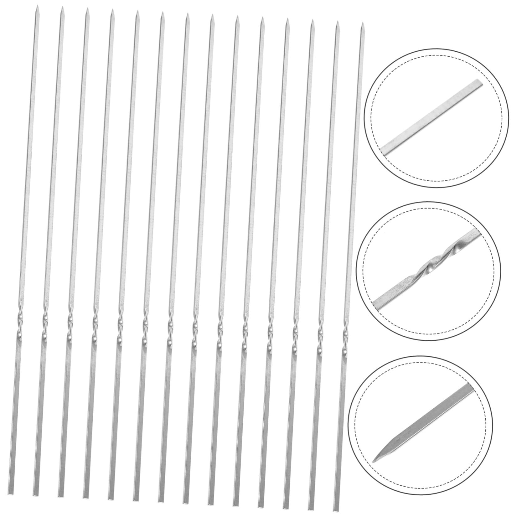 Spiedini Barbecue in Acciaio Inox Spessi 50 Pezzi per Carne | Punte Piatte Argento, Pratici e Riutilizzabili, per Festa Estiva e Attività Bbq