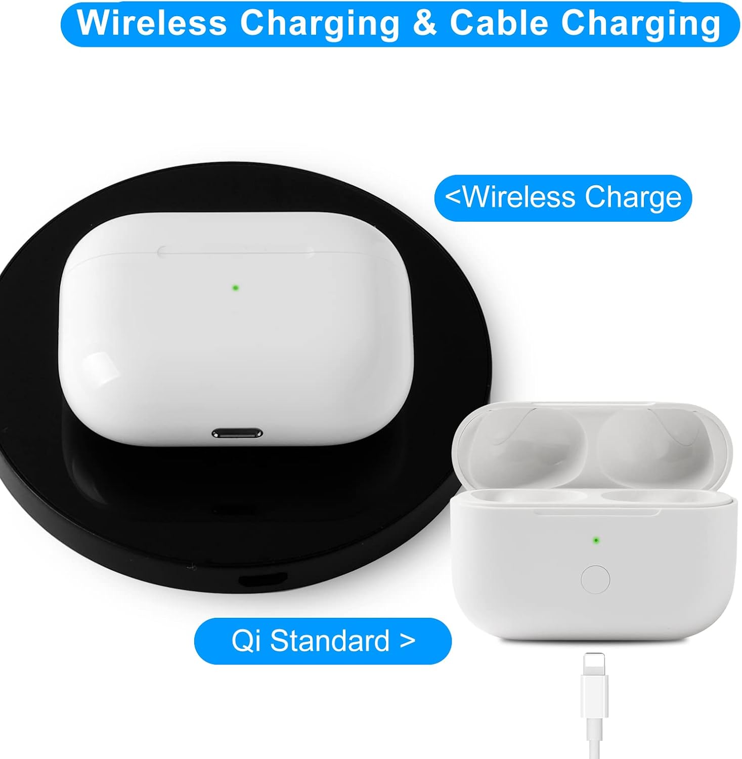 Wireless Charging Case Replacement Compatible with AirPod Pro 1 & 2nd Gen Charger Case with Sync Button Charging case only Built-in 650mA Battery, No Earbuds Include