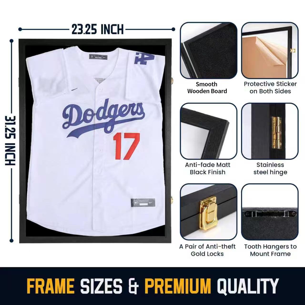 Vitrina con Marco de Jersey para Enmarcar Camisetas, Caja de Sombra de 20 x 30 Pulgadas con 98% Acrílico de Protección UV y Colgador para Béisbol, Baloncesto, Fútbol, Hockey