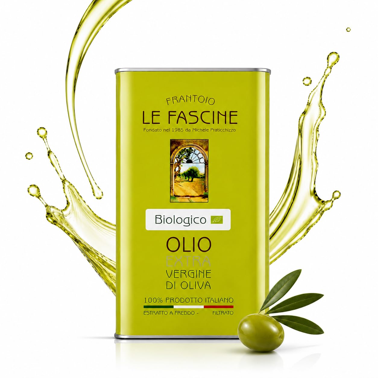 Le Fascine Olio Extravergine d'Oliva Provenzale Biologico 100% Italiano Prodotto da mono cultivar Provenzale (Latta da 3 Litri)