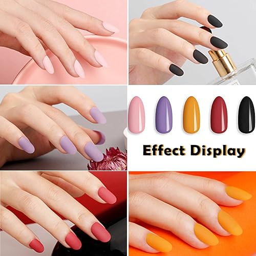Miniatura 7 de LACOMCHIR Juego de esmaltes de uñas para mujer, 5 colores de uñas mate a base de agua y capa superior brillante 2 en 1, esmalte de uñas de secado