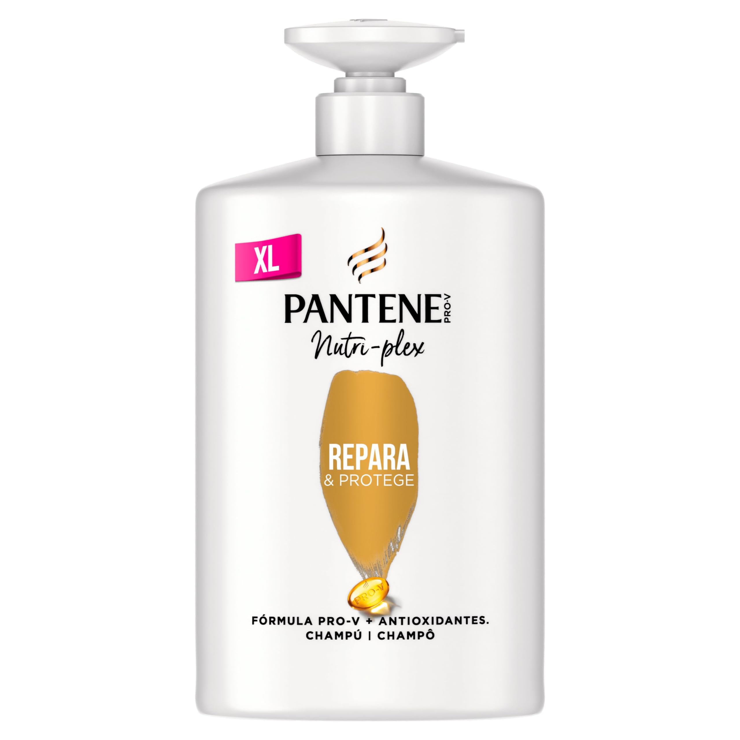 Pantene Champú Nutri-Plex Repara y Protege Nutri Pro-V, Fórmula Pro-V + Antioxidantes, Para Pelo Seco y Dañado, 1000 ml