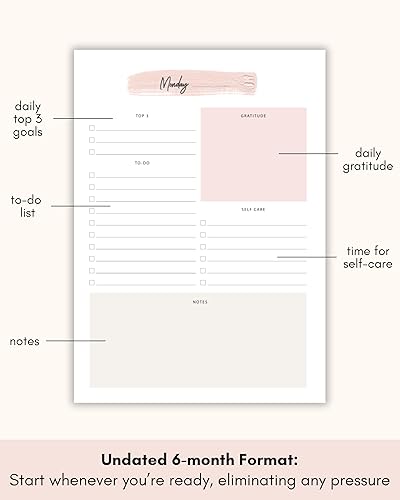 Miniatura 3 de Lamare Agenda diaria sin fecha, agenda de productividad con fijación de objetivos, seguimiento de hábitos, citas inspiradoras, cuaderno de lista de