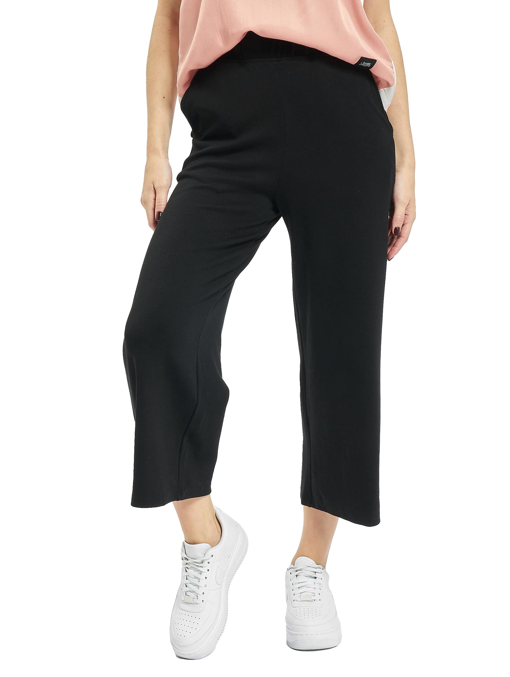 Urban Classics Pantalones de Mujer, Pantalones de Ajuste Ancho, 3/4 Longitud, 100% Viscosa, Color Negro, Tallas XS - 5XL