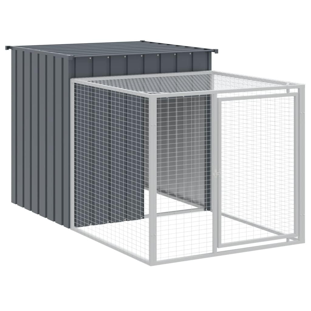Hühnerkäfig mit Auslauf Anthrazit verzinkter Stahl 110x609x110 cm Stall Gehege für Kleintiere wie Kaninchen, Meerschweinchen, Hamster, Nagerheim, Outdoor Schutz und Freilauf
