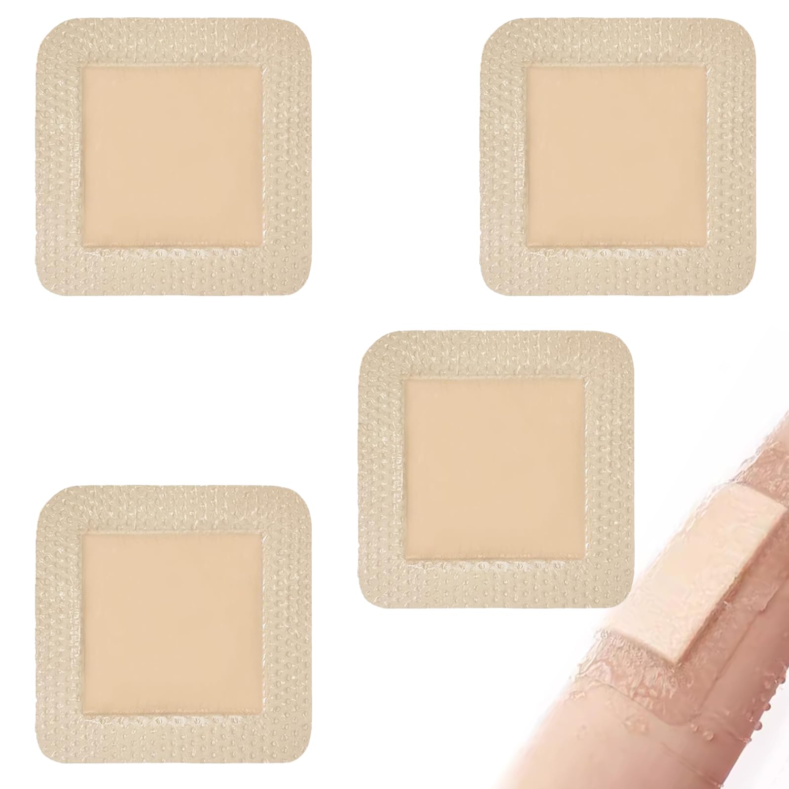 5 PCS Silicone Foam Dressing, 7.5 X 7.5 cm Highly Absorbent and Waterproof Dressings Adhesive