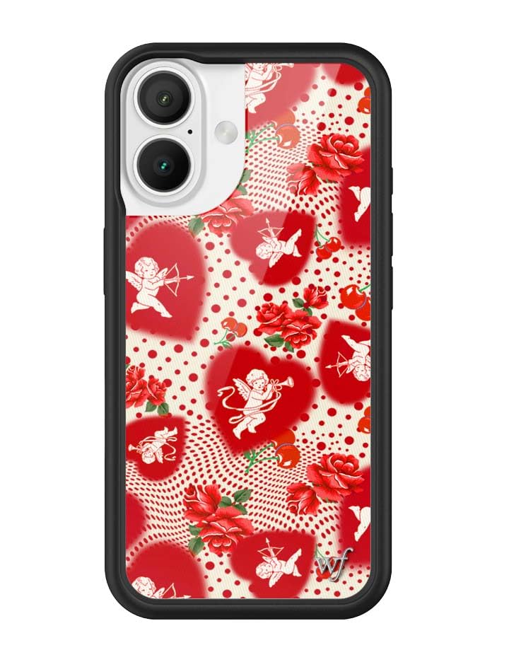 Image of Wildflower Cases - Compatible with iPhone 16 | Protective Black Bumper, 6.5ft Drop Test Certified, Women Owned Small Business | Love Hearts Rose Red Cute | FLL Collab - Cupid Dot