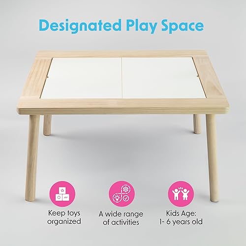 Miniatura 4 de amoona Mesa sensorial multiactividad que crece con tu hijo. Altura ajustable para niños de 1 a 6 años. 2 cubos de tamaño completo incluidos, juego