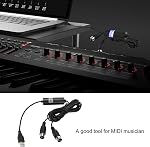 USB to MIDI Cable Converter, 5 Pin Synthesizer Interface Input Output Adapter Music Studio Editing Recording Track Keyboard Cord Wire Controller LED Indicator Piano Computer Laptop Electric Drum