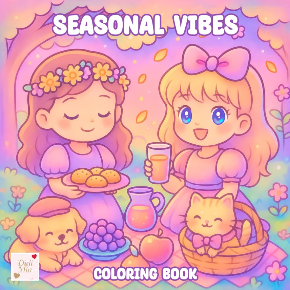 Seasonal Vibes Coloring Book: A Cozy Journey Through Spring, Summer, Fall, and Winter