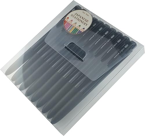 Miniatura 3 de Uni-ball RT1, bolígrafo retráctil de tinta de gel, 0.011 in, tinta negra, 10 unidades con estuche original de MIYABI Stationery Store (UMN-155-28x10)