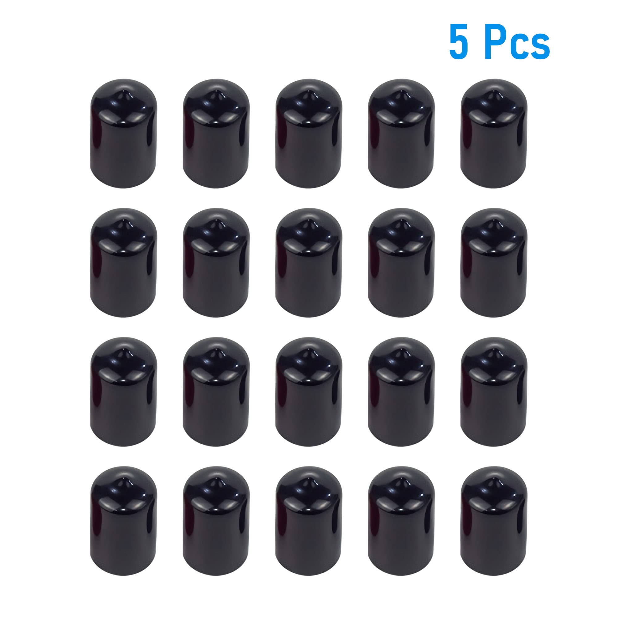 20 PCS Round Rubber End Caps - 20mm ID Vinyl Screw Thread Protectors Black
