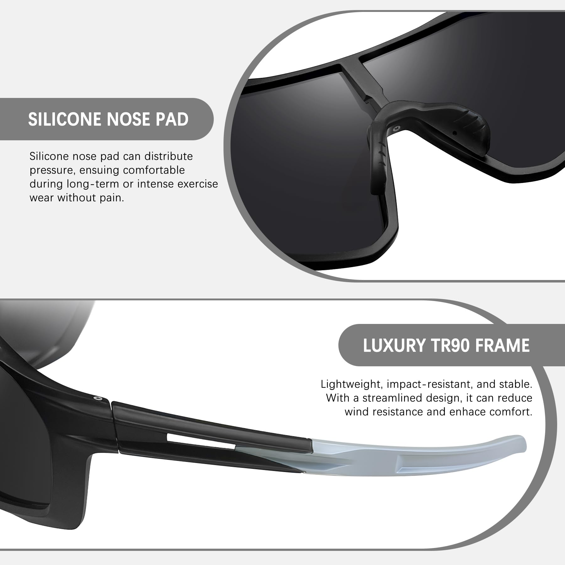 Joopin Gafas Ciclismo Hombre Polarizadas Envolventes Deportivas Mujer TR90 Ligera Protección UV400
