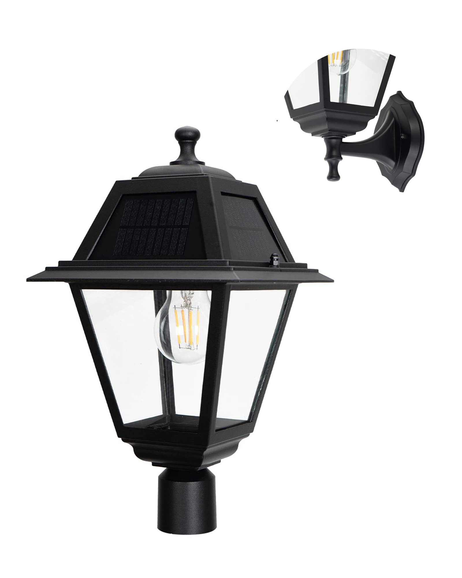 LUTEC LED Solar Post Light, Cast Aluminum Solar Lamp Post Light, 1