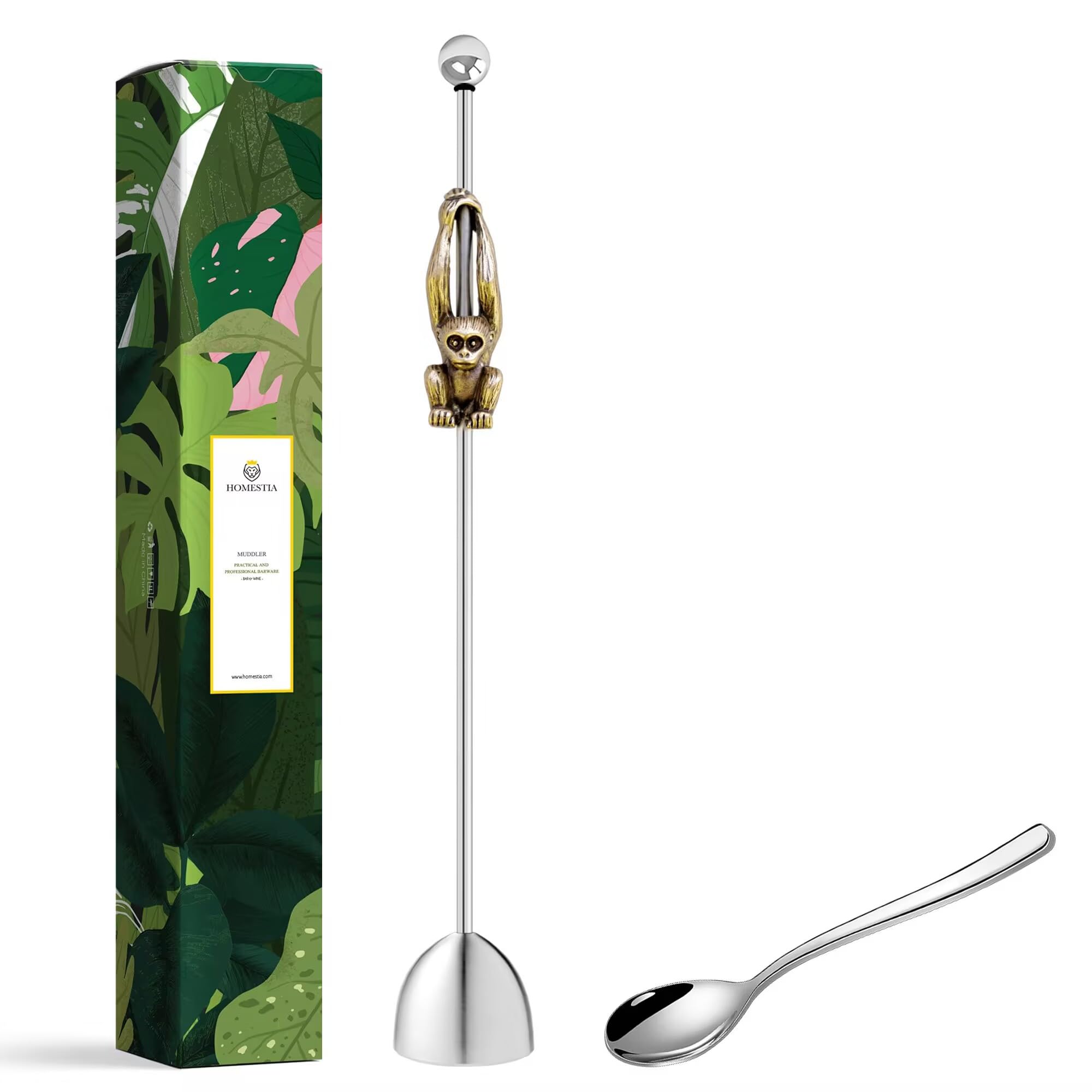 Homestia Egg Cracker Tool Set, Egg Topper, Egg Cutter, Egg Shell Remover With Spoon, Matching Stainless Steel Egg Cutter Tool, Good in Kitchen (Monkey Design, 2 Pieces)