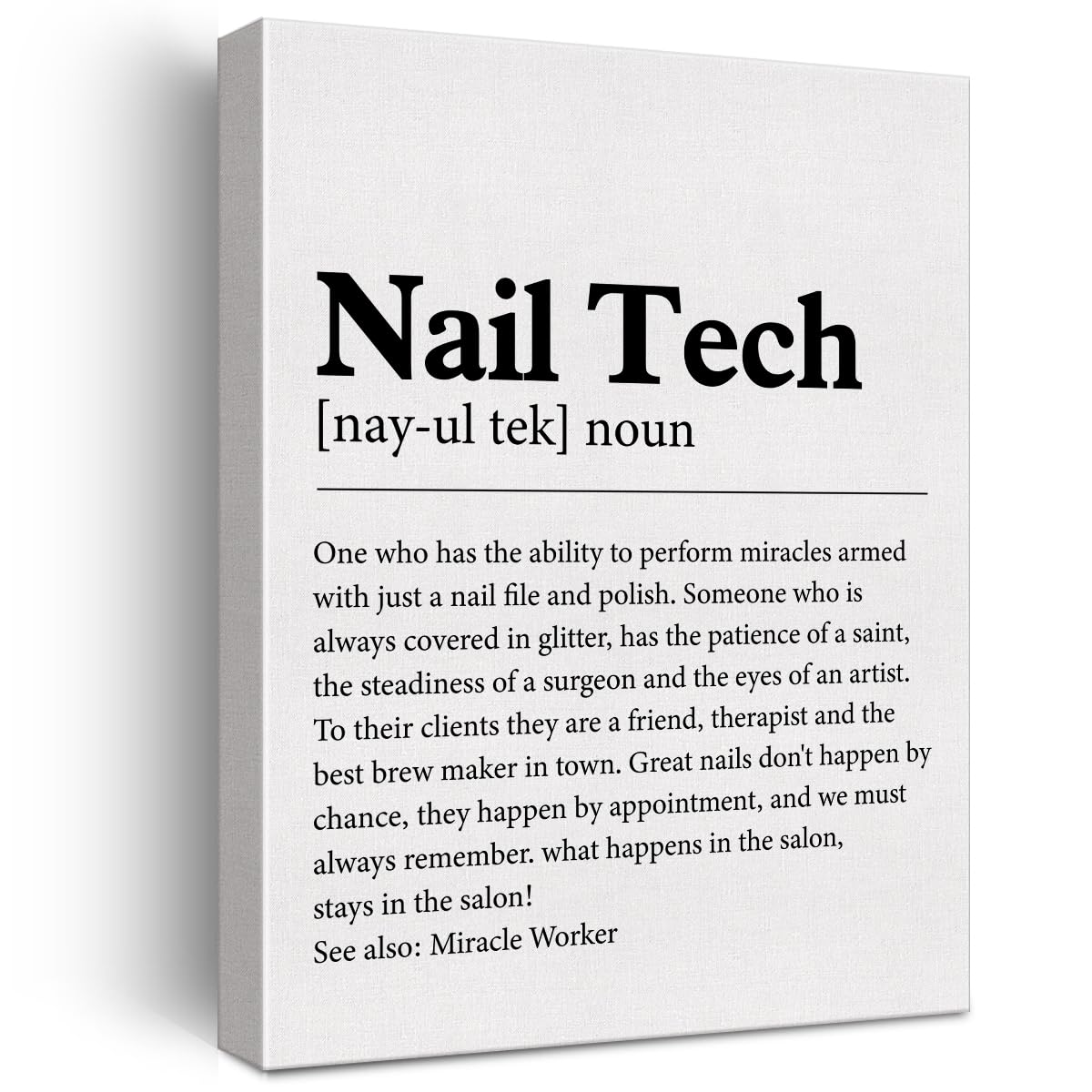 Technician Wall Art Decor Nail Tech Definition Poster Framed Painting Print Canvas Artwork for Home Nail Salon Office Decor 12 X 15 Inch
