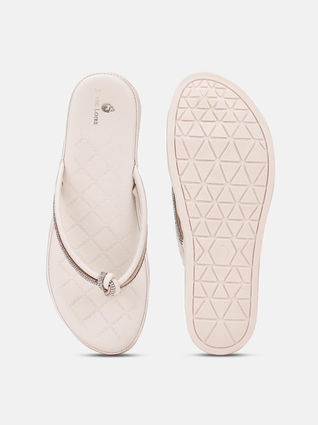 Marc Loire Women’s Round Toe T-Strap Flats for Casual Wear (Cream, 8) 4