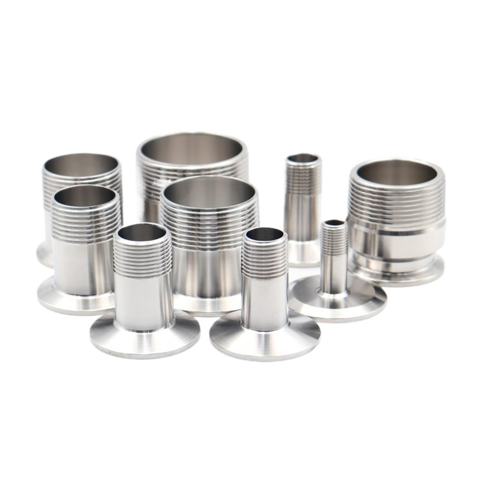 LIUCH 1/4" 1/2" 3/4" 1" Dn15 DN20 DN25 DN32 DN40 Bspt Male Thread Sanitary SS304 Stainless Steel Pipe Fittings Tri Clamp Adaptor(DN25 Ferrule64)