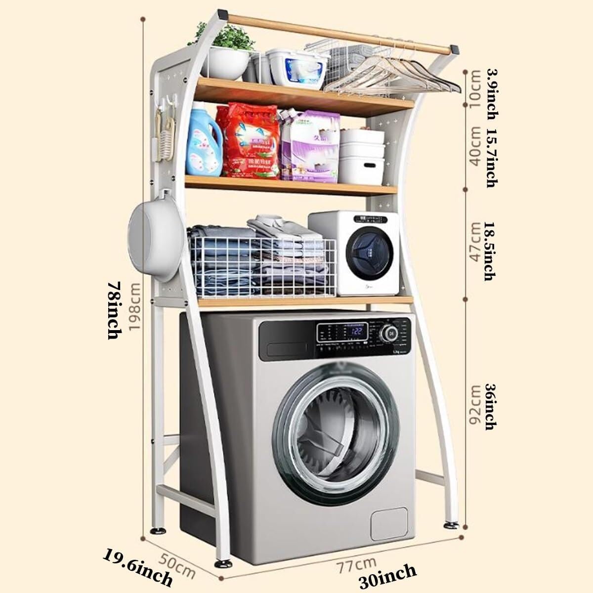 Estante de almacenamiento rústico de 3 niveles sobre el inodoro, de metal y madera con ganchos, estante que ahorra espacio para artículos de tocador y decoración, ideal para baños pequeños
