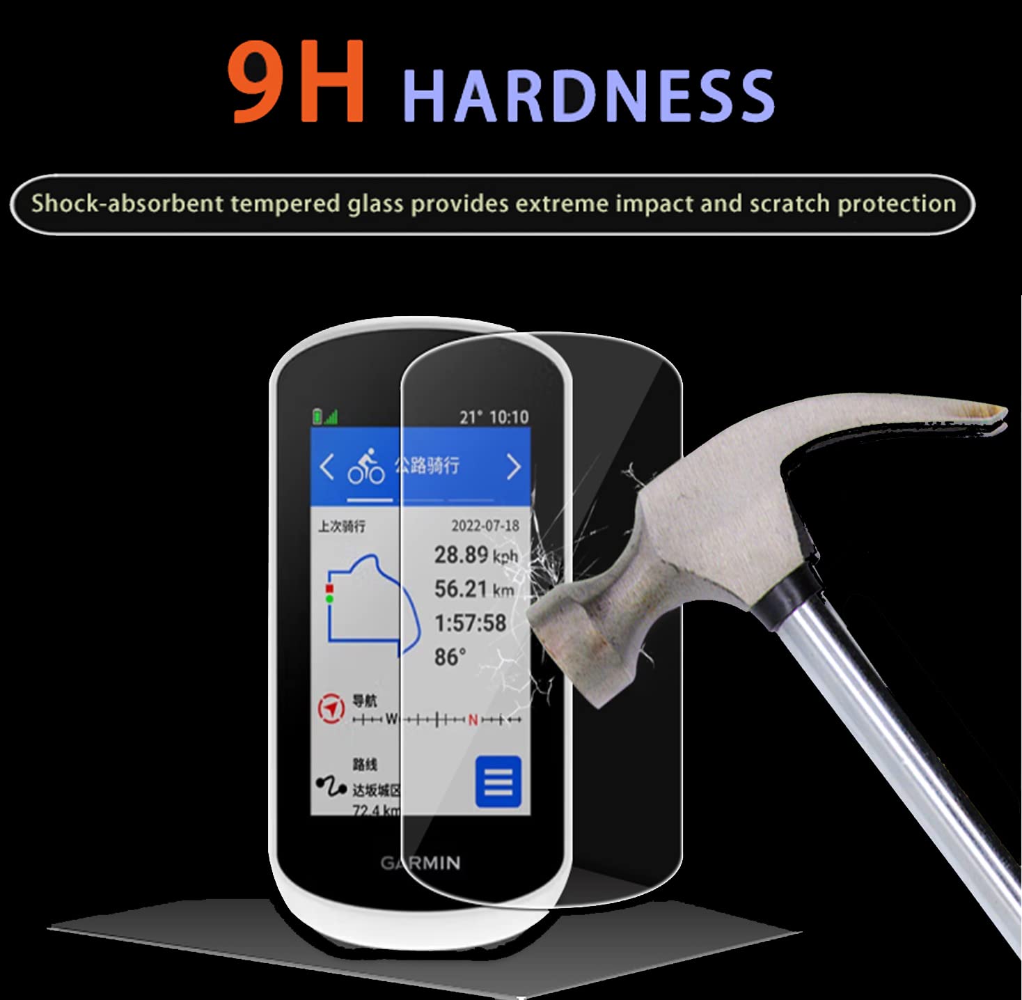 Moorovgi Tempered Glass Screen Protector + Case Compatible with Garmin Edge Explore 2 - Image 2