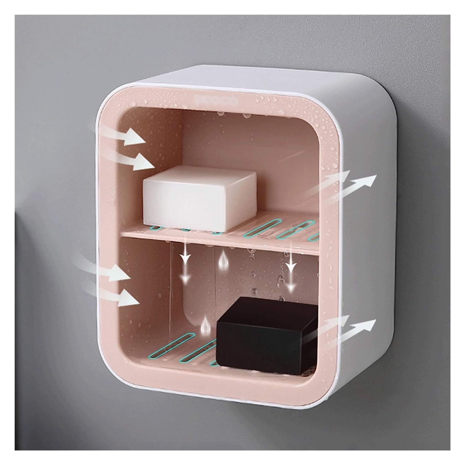 Jabonera La jabonera de drenaje de plástico montada en la pared puede ahorrar espacio y el recipiente de jabón de múltiples capas en el baño se puede utilizar en familias, hoteles,(Blu,Double layer)