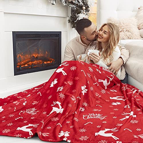 Couverture de Noël sherpa de qualité supérieure grand plaid réversible