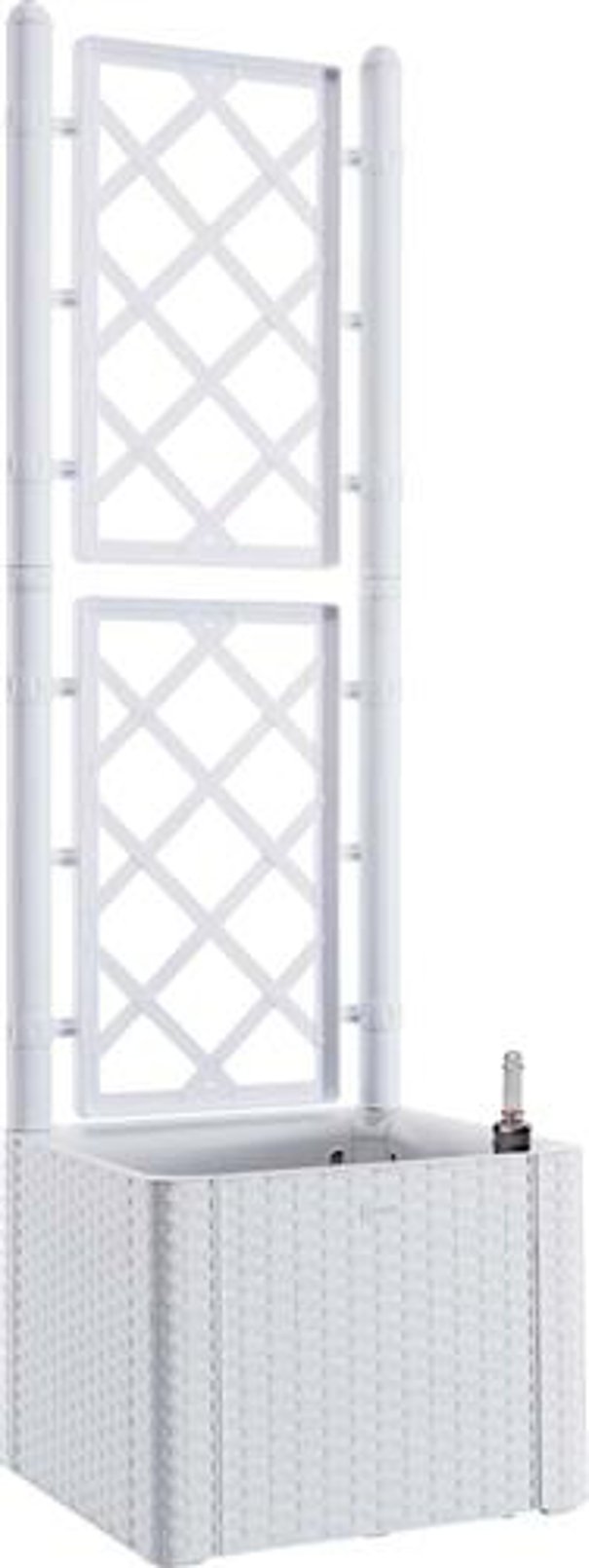Fioriera rattan bianco con spalliera lt 35 cm 43x43 h/cm 142 riserva d' acqua